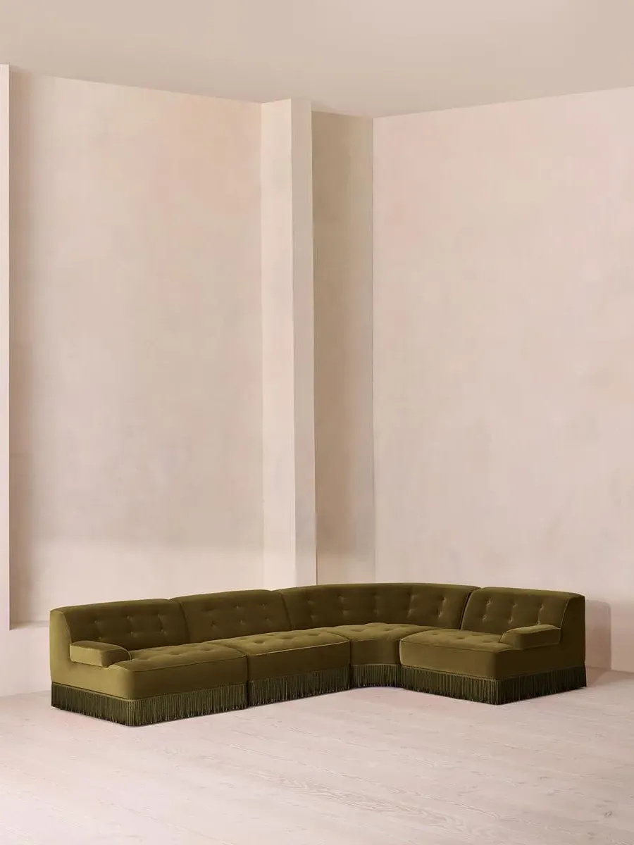 Elowen L-Shaped Modular Sofa - Olive, Velvet product