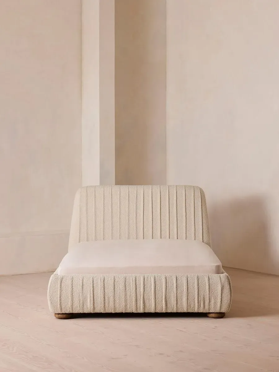 Emperor Bed with Pleated Headboard - Natural, Boucle product