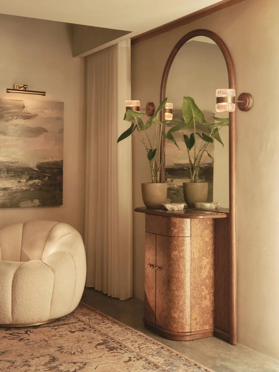 Entryway Unit with Mirror - Marble, Oak Wood product