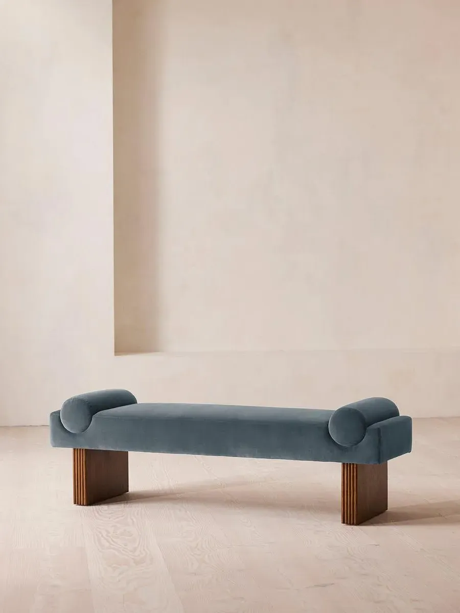 Esther Upholstered Bench - Grey Blue, Velvet product