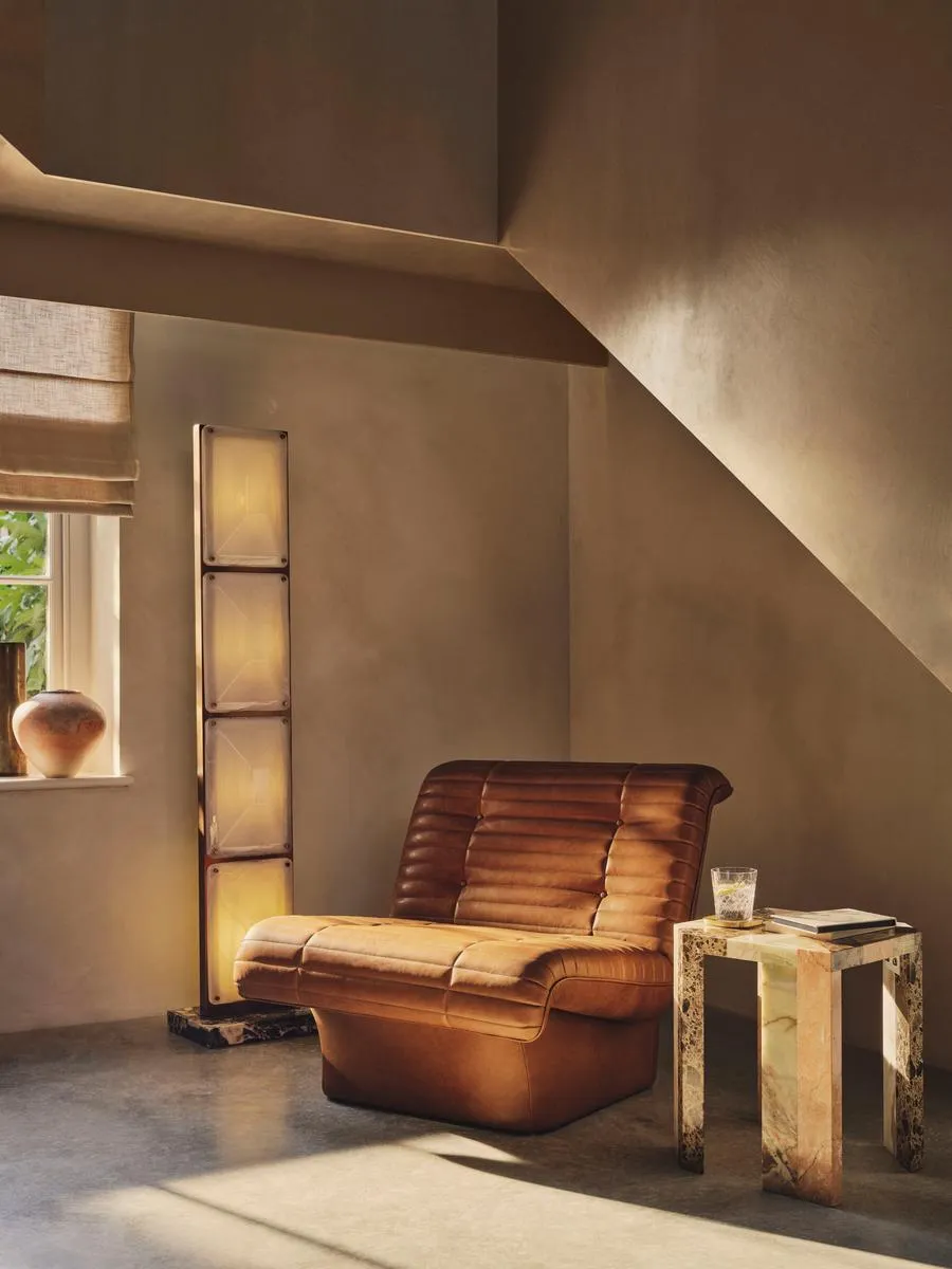 Ewan Armchair with Button Detail - Chestnut, Leather product