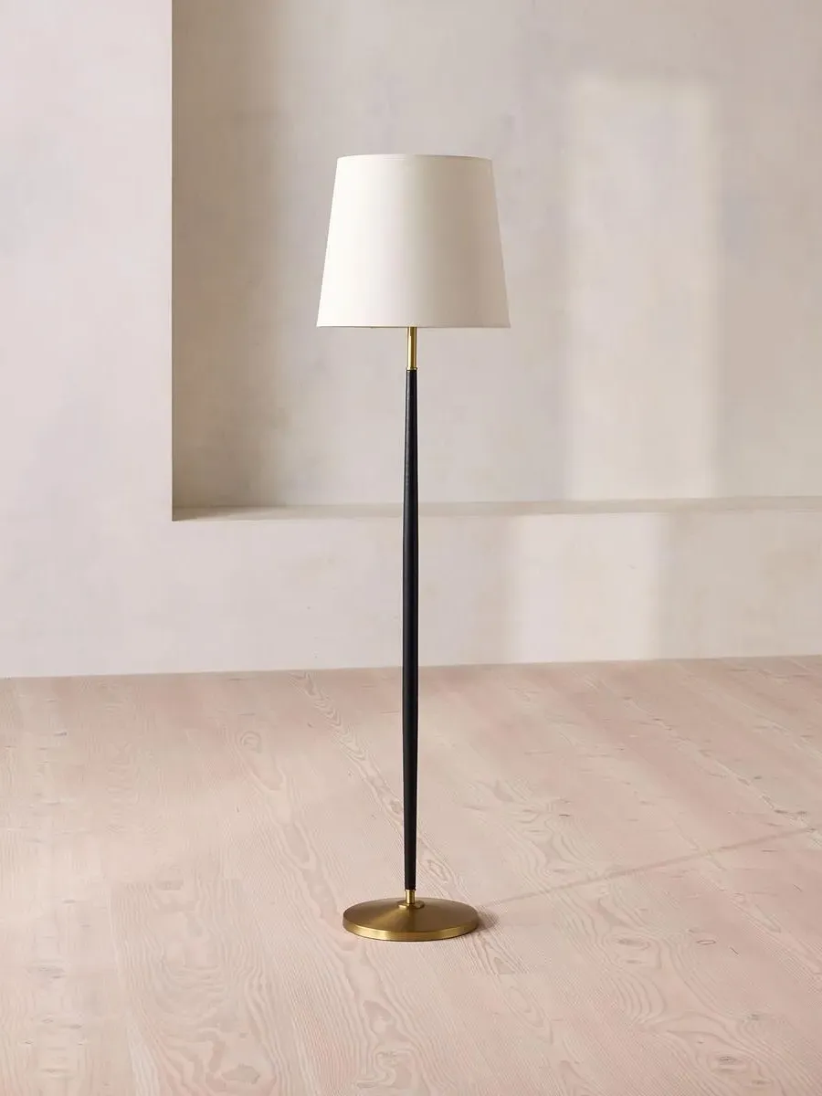 Floor Lamp with Stitched Detail - Cream, Leather product