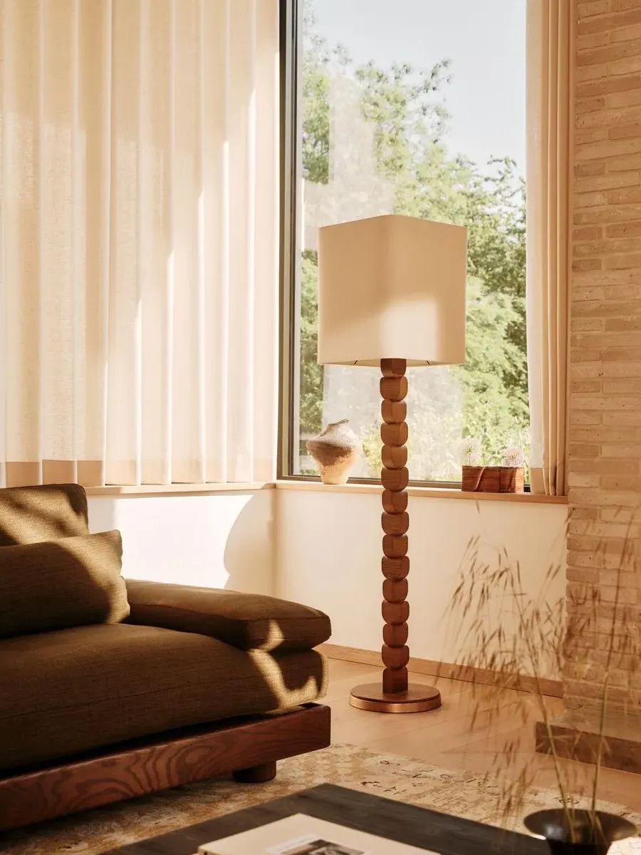 Floor Lamp with Wooden Beads - Natural, Ash Wood by Soho Home
