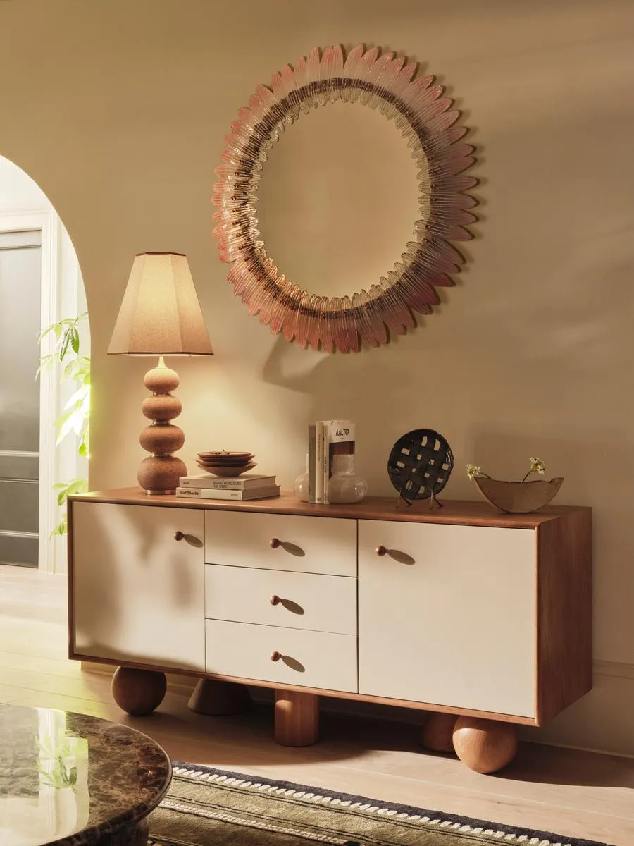 Treviso Floral Wall Mirror - Pink Ombre, Antique Brass product