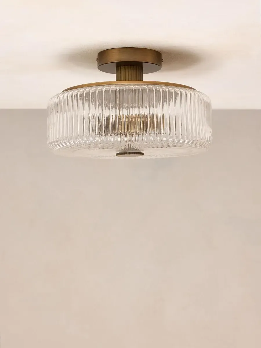 Flush Ceiling Light with Ribbed Glass Shade product