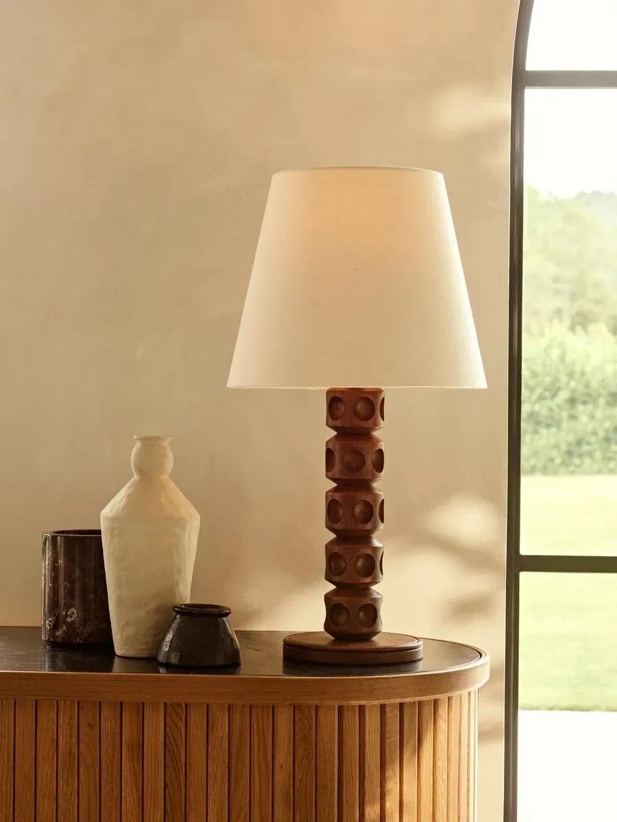 Francesca Table Lamp - Oak, Linen product