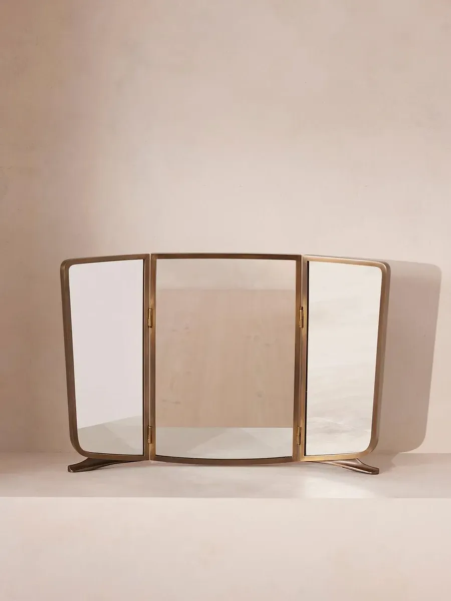 Franklin Triptych Vanity Mirror - Antique Brass product