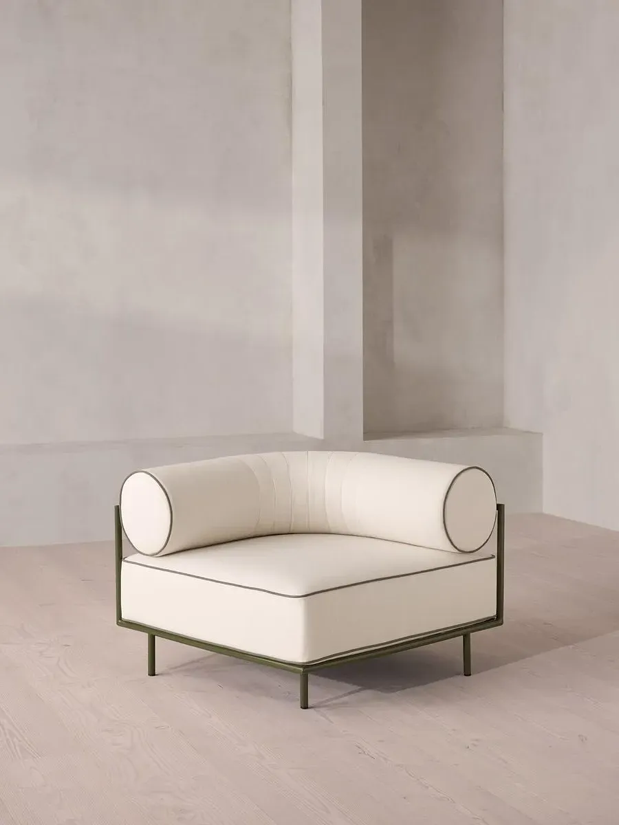 Gaspard Corner Module Outdoor Sofa - Off White, Woven Fabric product