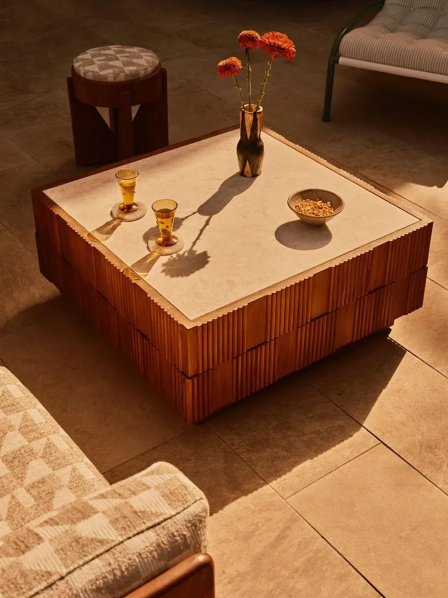 Georgia Outdoor Coffee Table - Teak, Marble by Soho Home