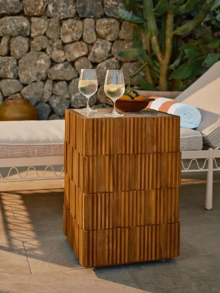 Georgia Outdoor Side Table - Teak, Marble product
