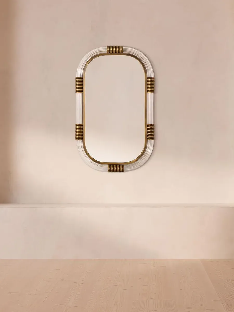 Gina Extra Small Oblong Wall Mirror - Lucite, Brass product