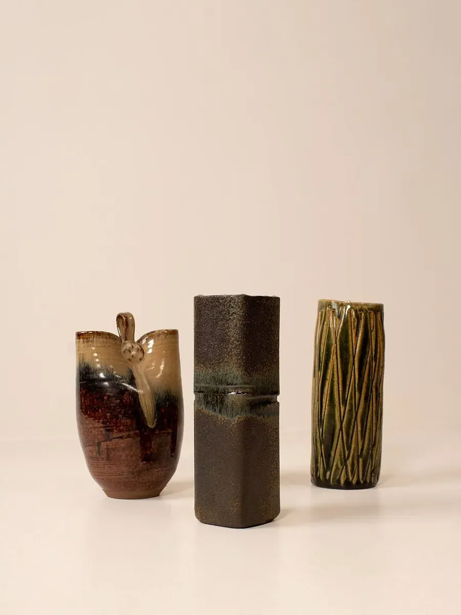 Glazed Stoneware Vessels Set of Three product