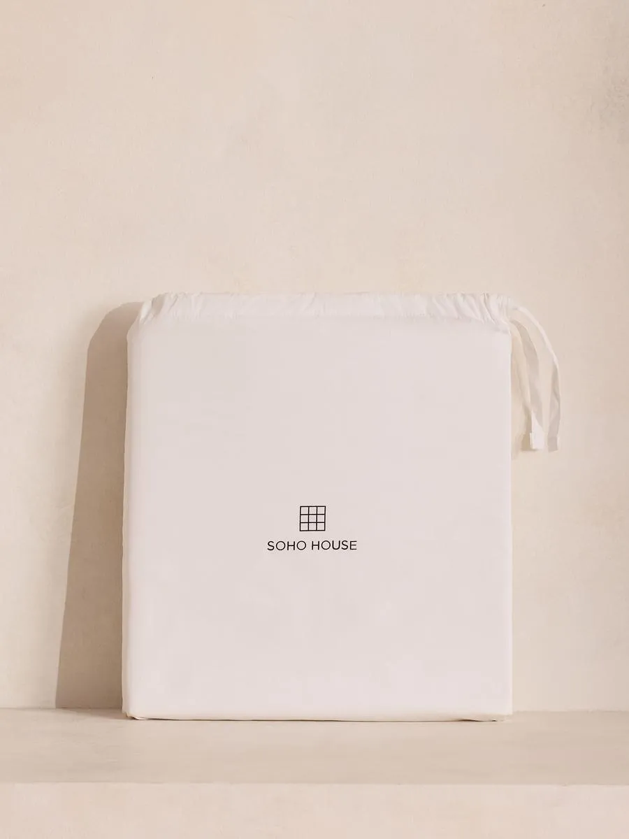 House Double Fitted Sheet - White, Cotton Percale product