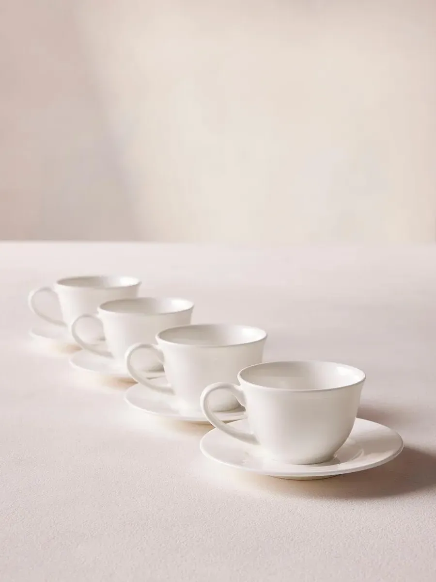 House Espresso Cup and Saucer Set of Four - White, Bone China product