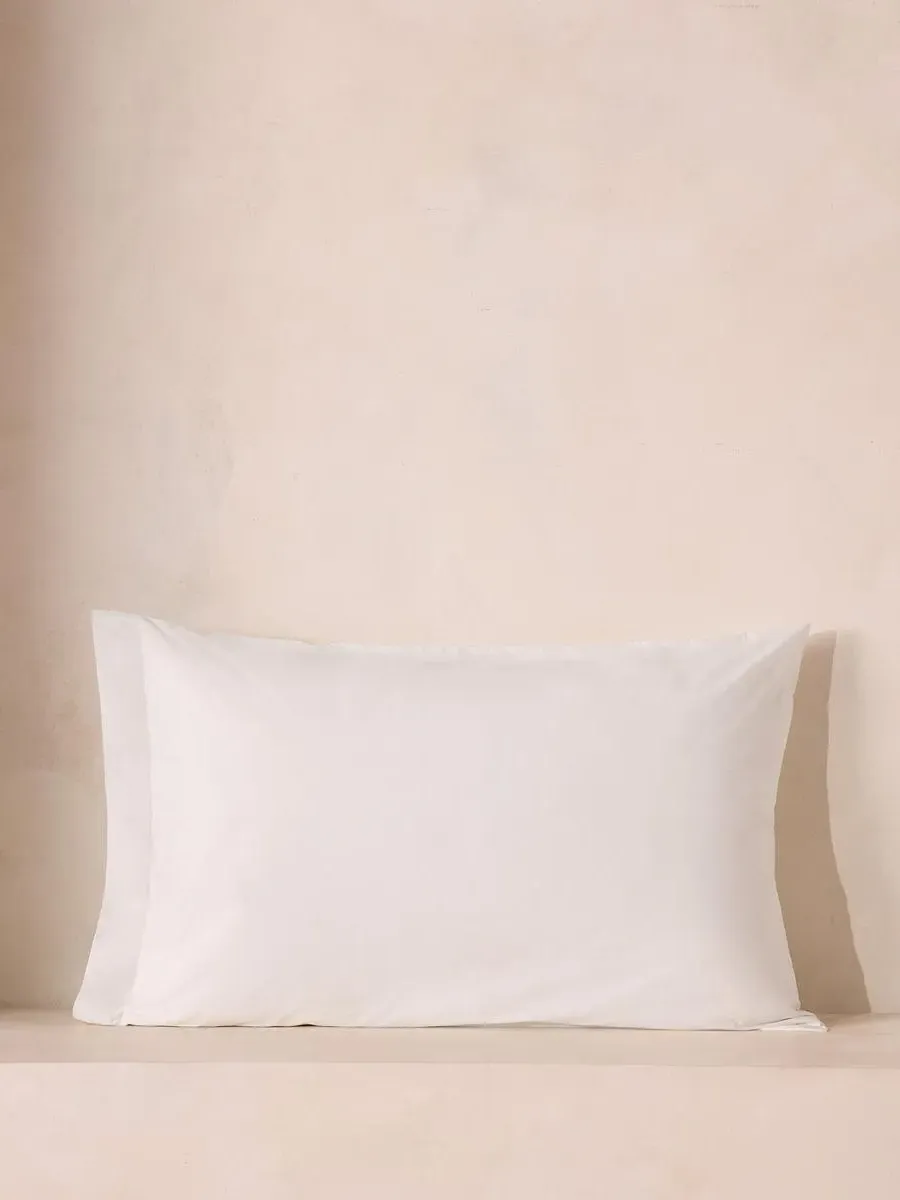 House King Size Pillowcase Set of Two - White, Cotton Percale product
