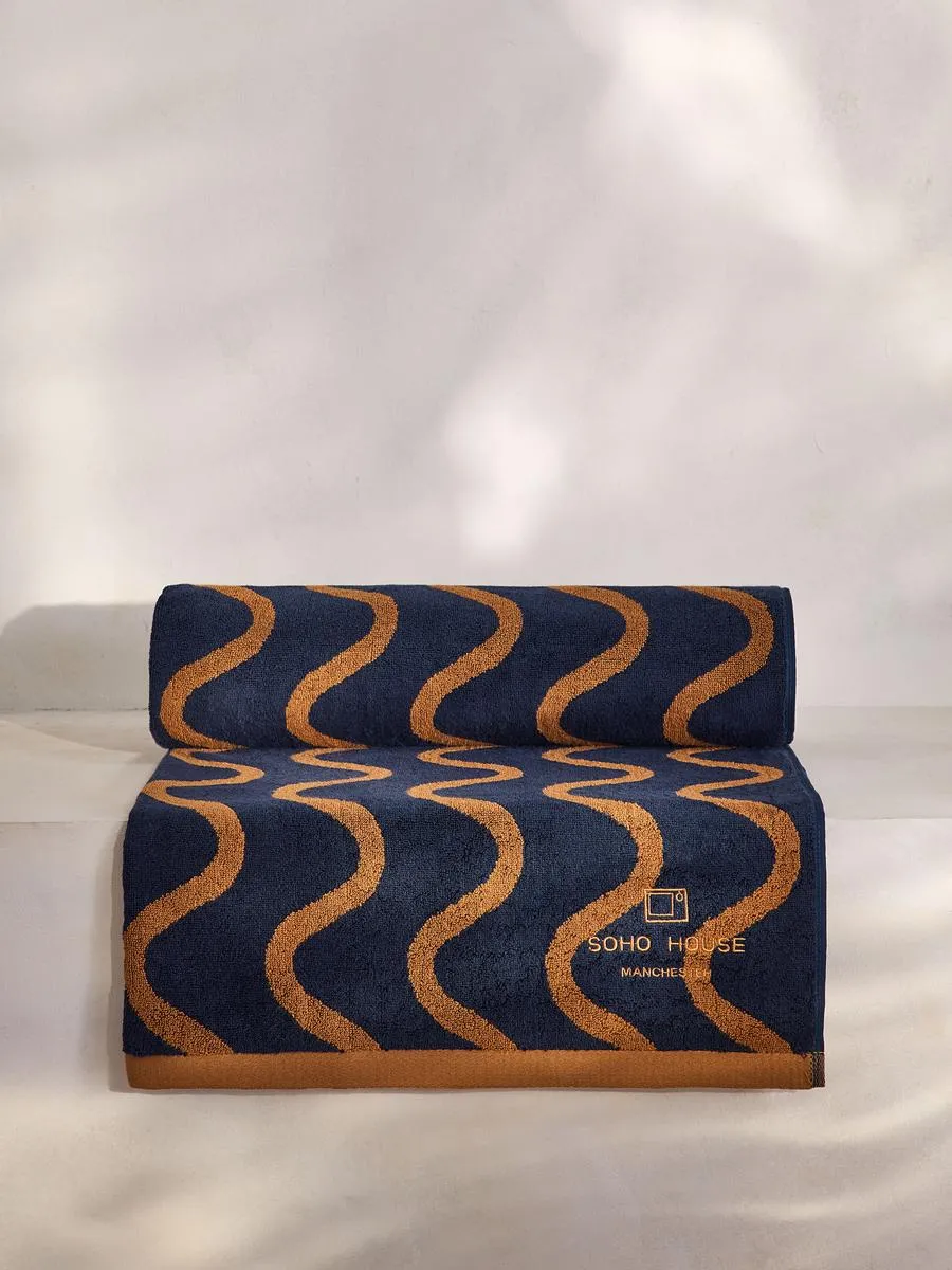 House Manchester Pool Towel - Dark Blue, Turkish Cotton by Soho Home