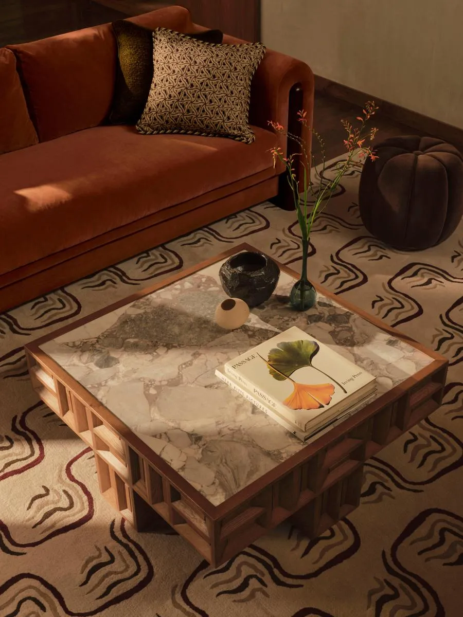 Ivy Square Coffee Table - Grey Marble, Oak product