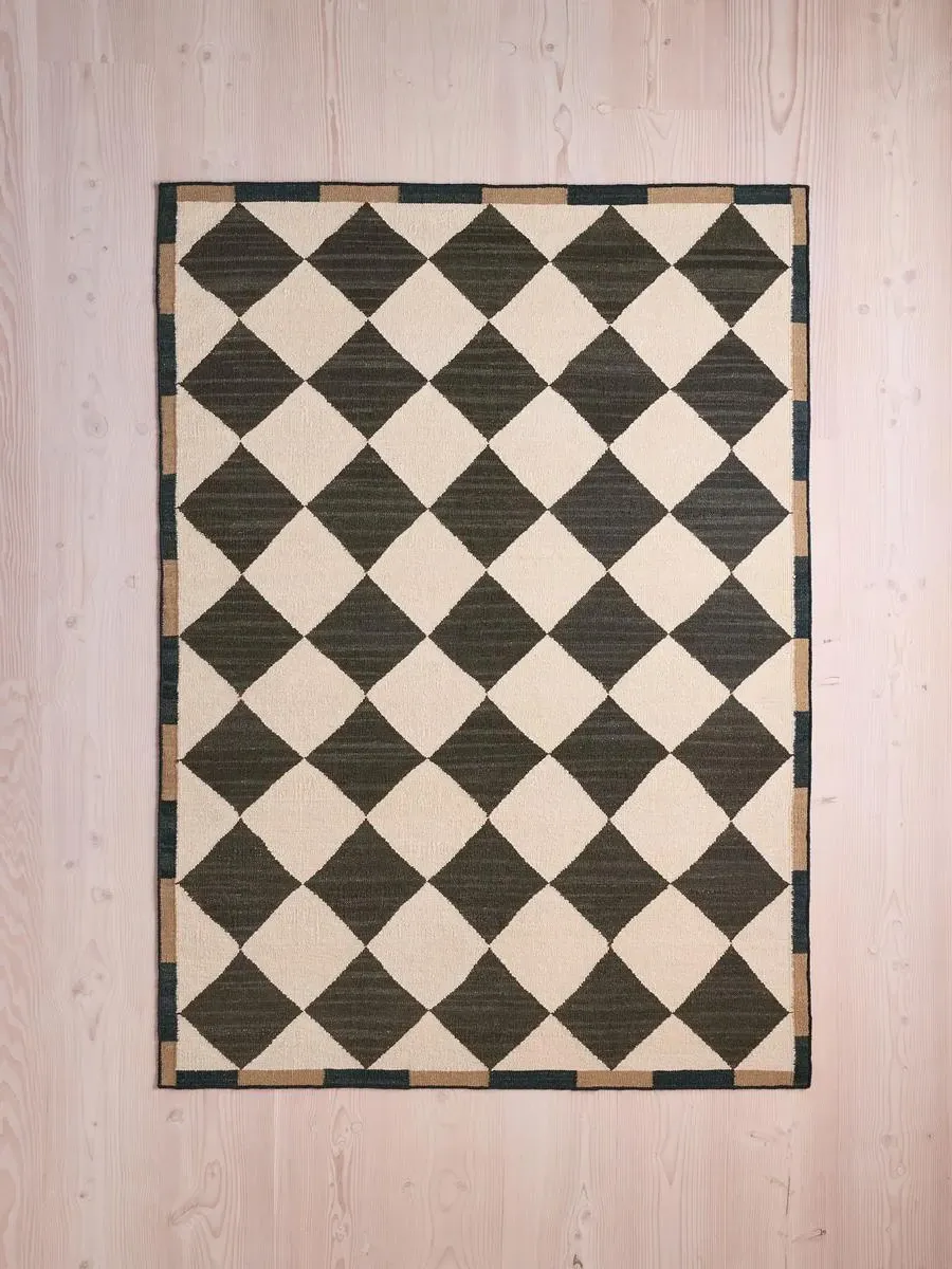 Jethro Flat-Woven Rug Swatch - Black, Cotton-Wool Blend product