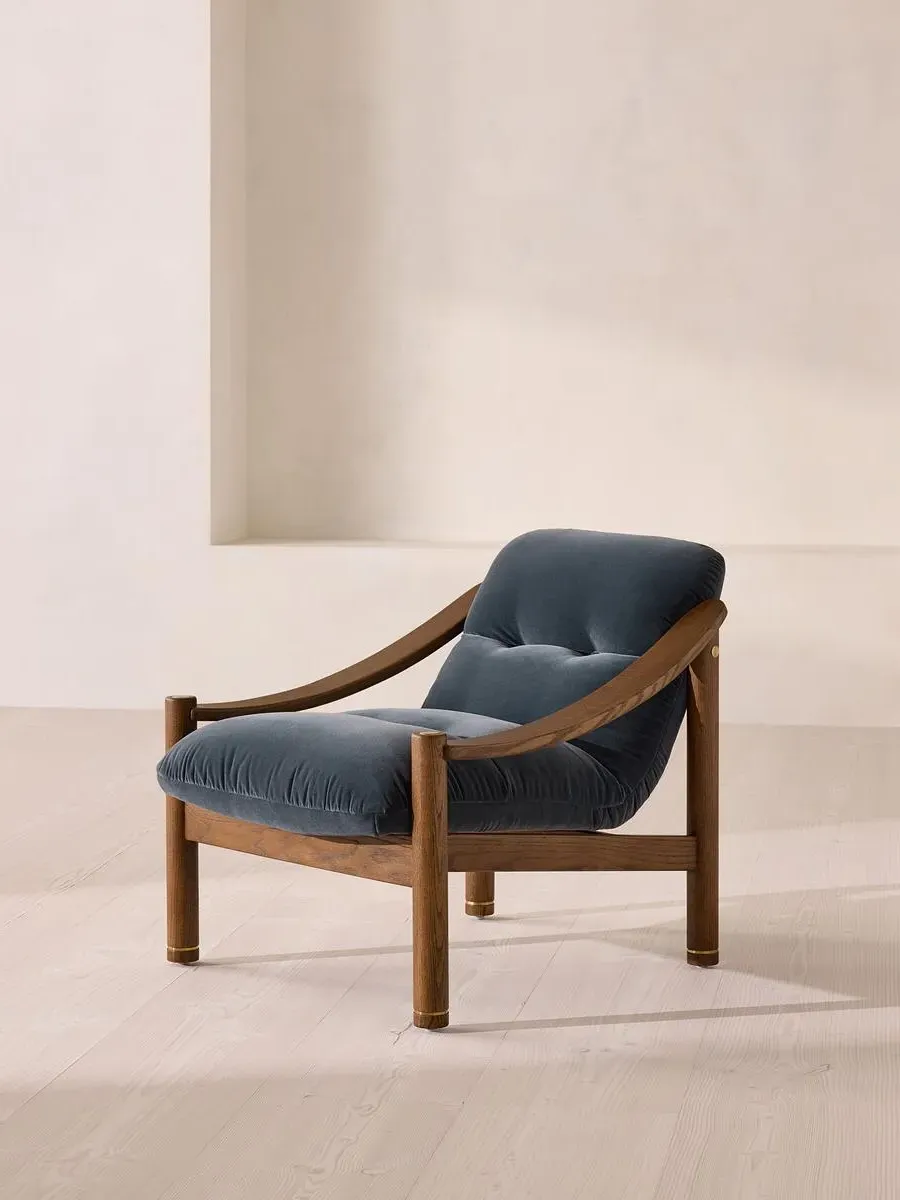 Karine Armchair - Grey Blue, Cotton Velvet product