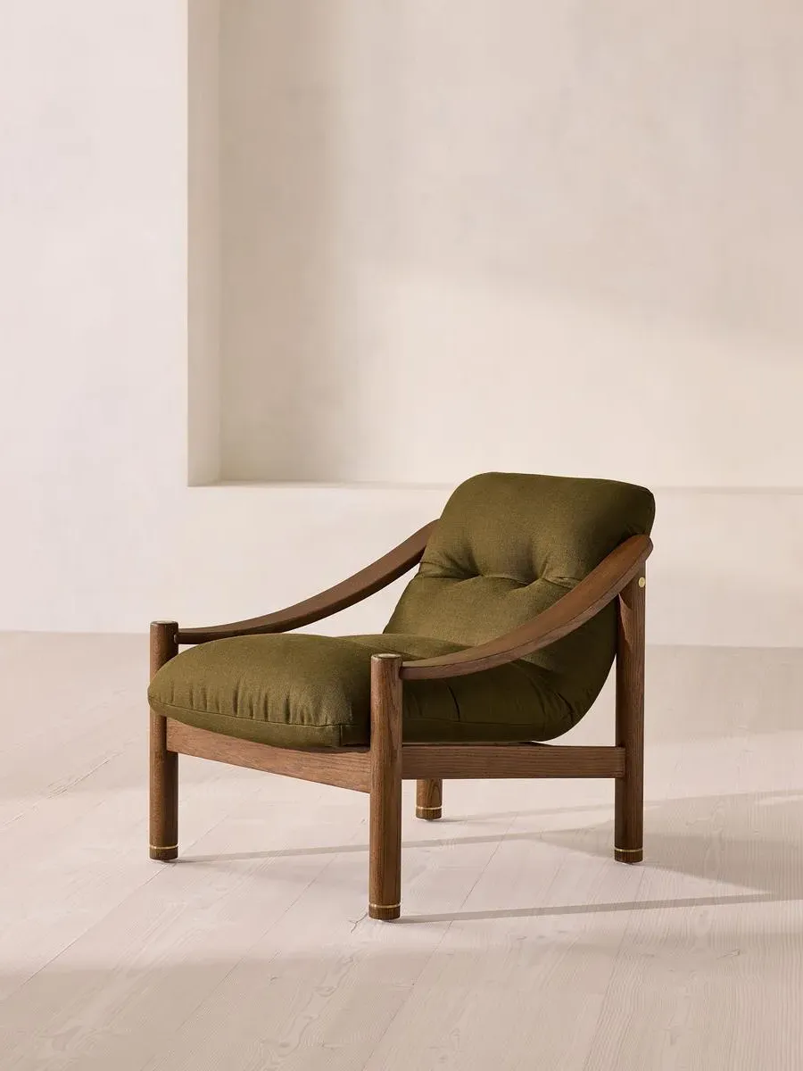 Karine Armchair - Olive Linen, Dark Stained Oak product