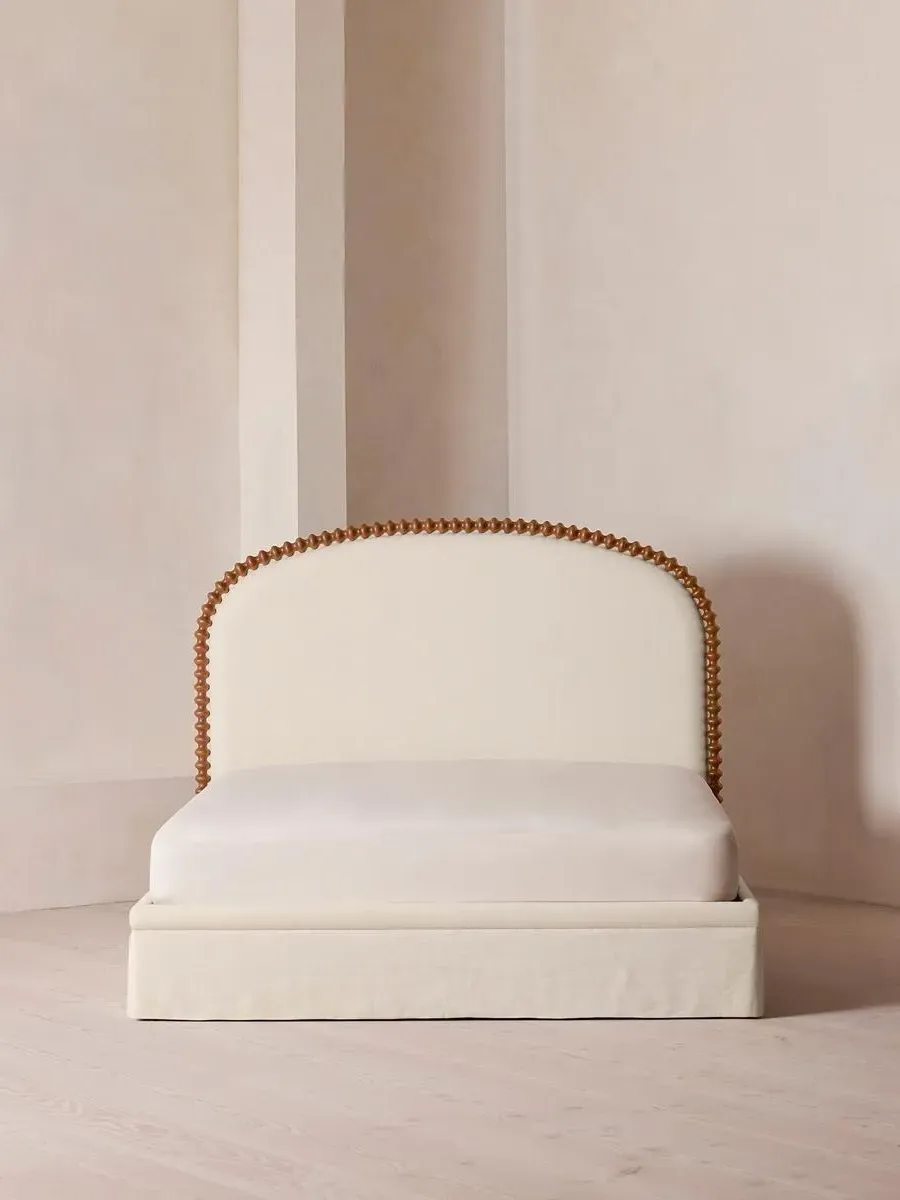 King Bed with Curved Headboard - Bisque, Linen product