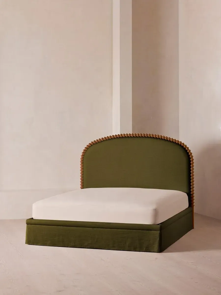 King Bed with Curved Headboard - Olive, Linen by Soho Home