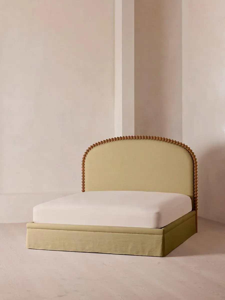 King Bed with Curved Headboard - Wheat, Linen by Soho Home