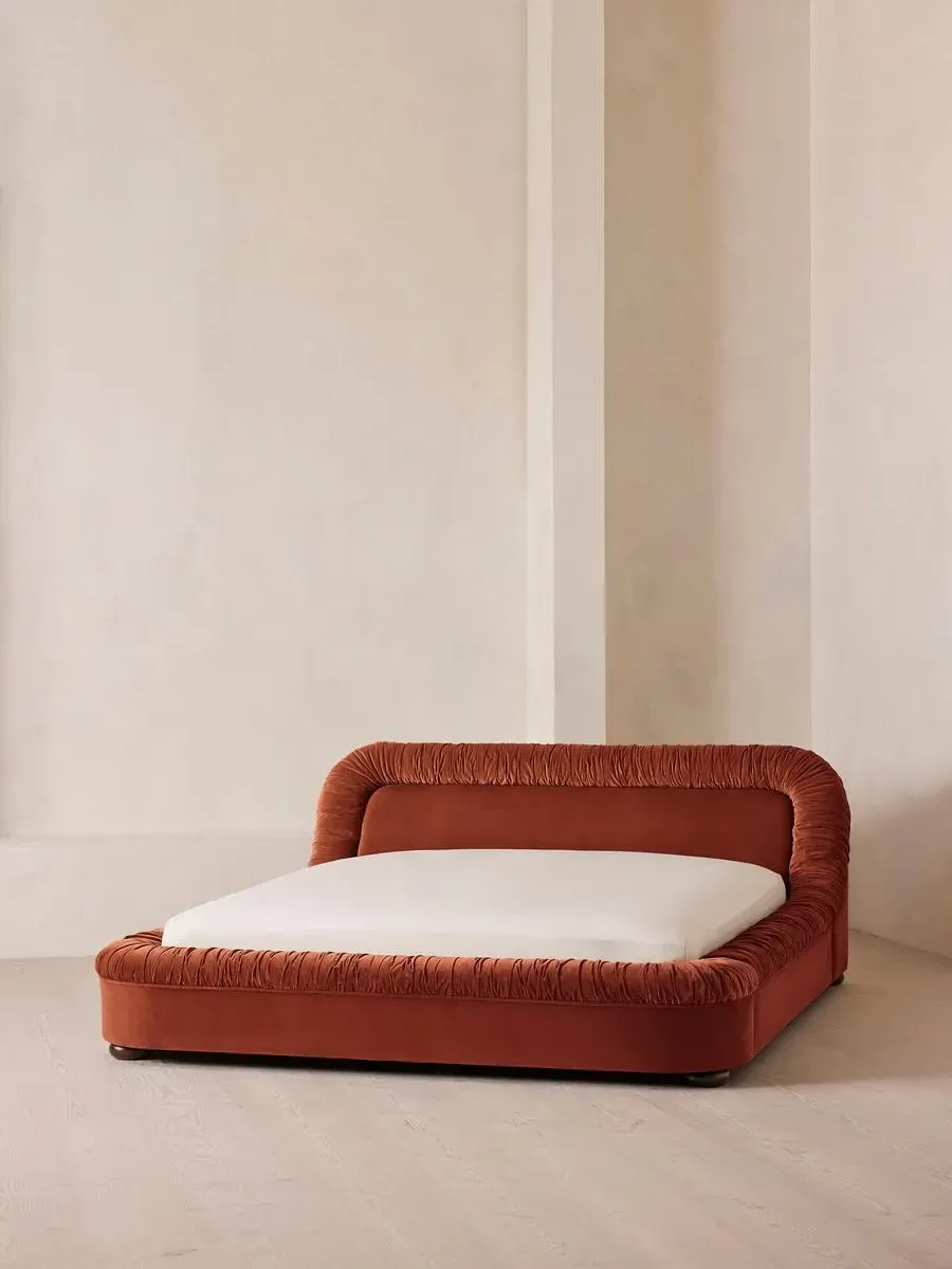 Vara King Size Bed - Rust, Velvet product