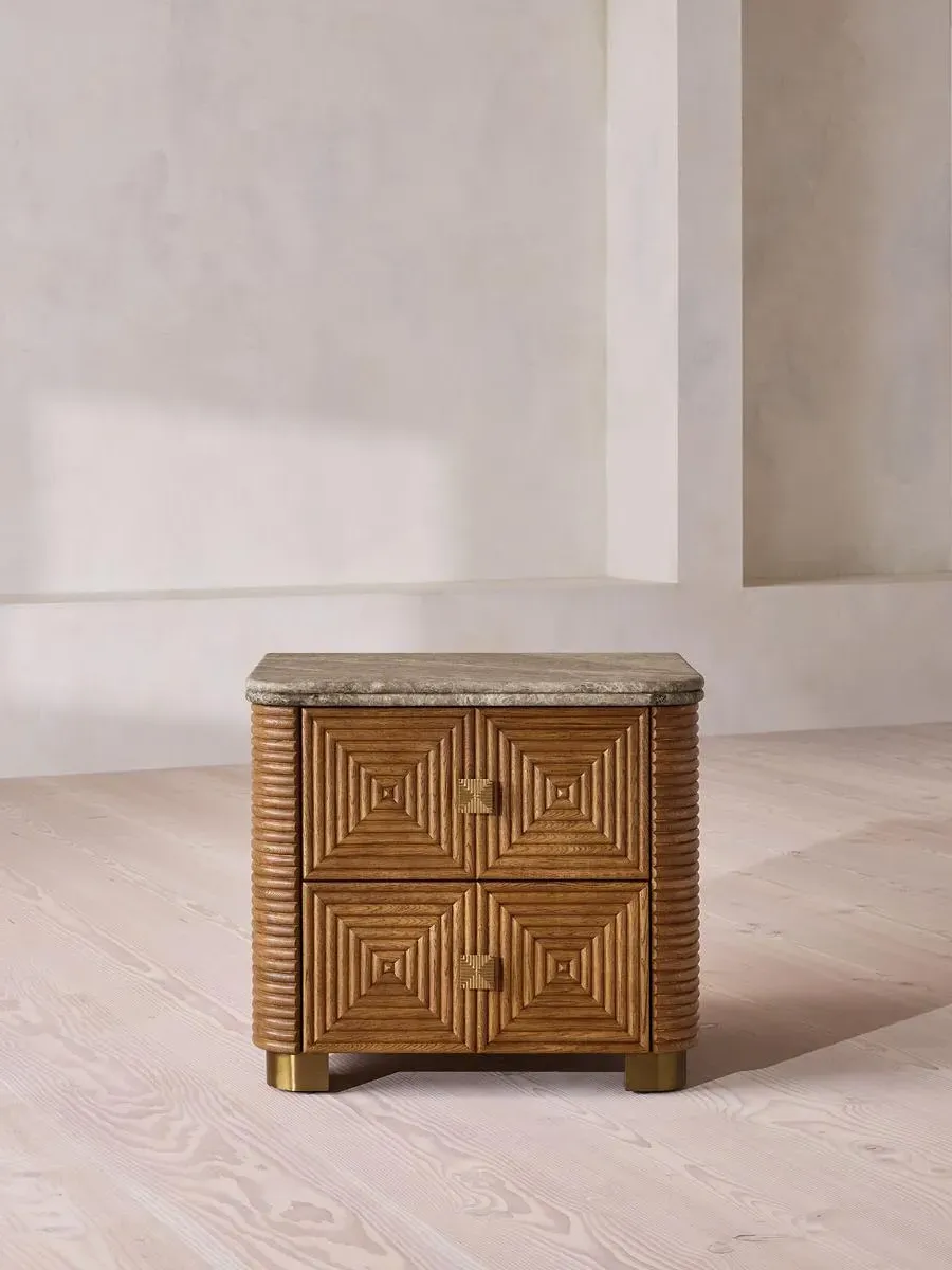 Kingsley Large Bedside Table - Grey Emperador Marble, Oak product