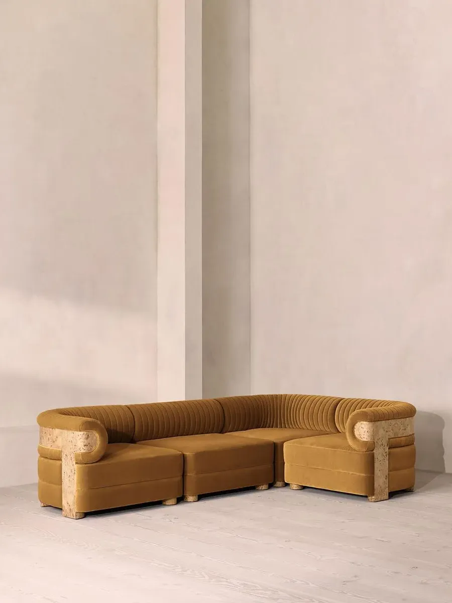 Caleb L-Shaped Modular Sofa - Mustard, Cotton Velvet product