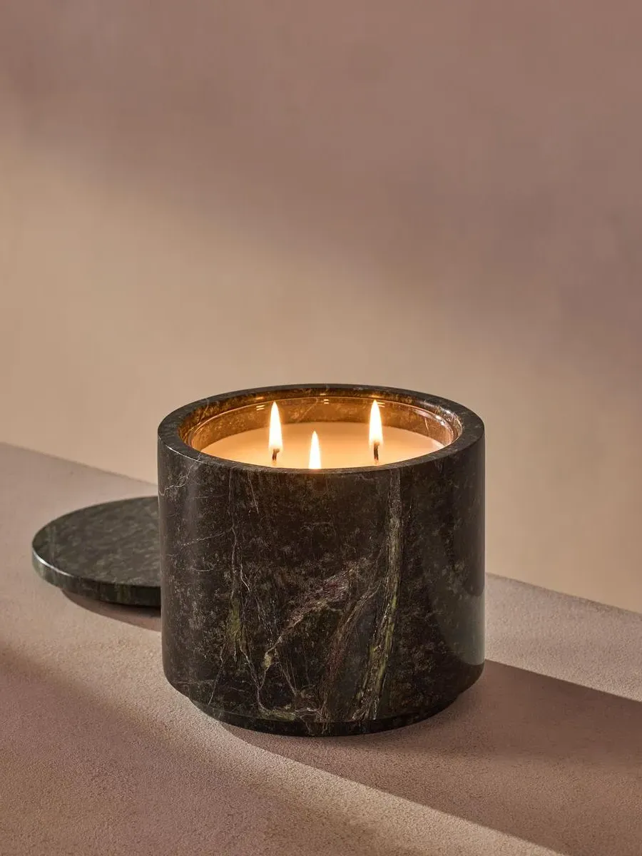 Leather & Oud 660g Candle - Forest Green Marble by Soho Home