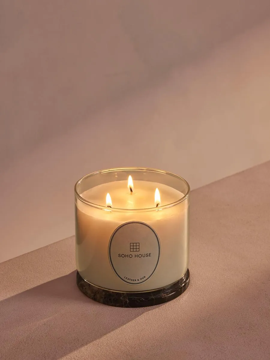 Leather & Oud Triple-Wick Candle Refill 660g - Dark Emperador Marble by Soho Home