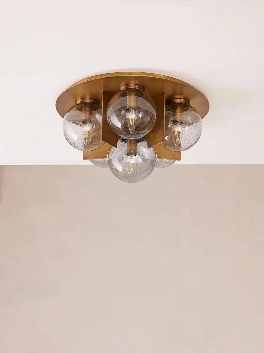 Lois Cluster Flush Light - Smoked Glass, Antique Brass product