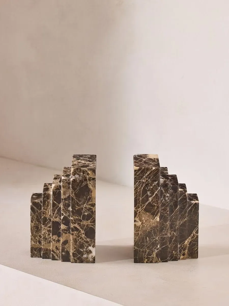 Lola Stepped Bookends - Dark Emperador Marble product