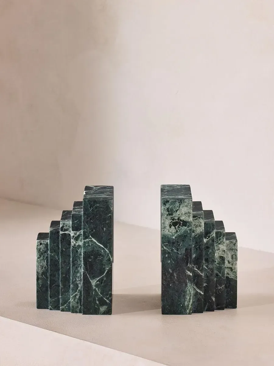 Lola Stepped Bookends - Verde Green Marble product