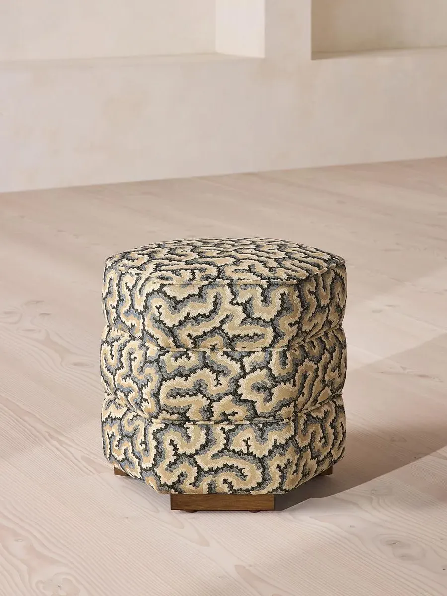 Lyla Hexagonal Footstool - Brown, Lophelia Jacquard product