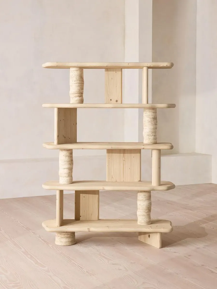 Mackley Shelving Unit - Pine, Travertine product