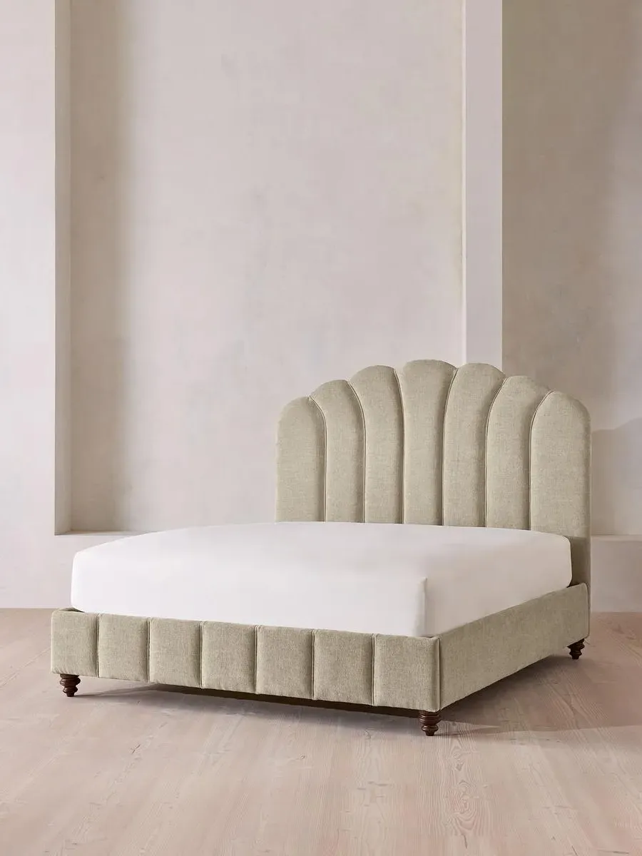 Manette Double Bed Frame - Stone, Linen Chenille product