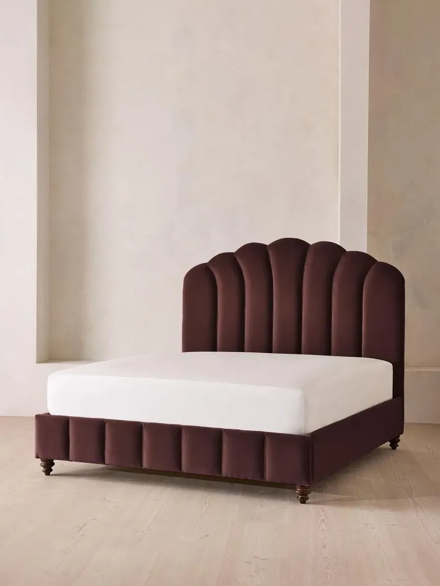 Manette Double Bed Frame with Twisted Cord - Aubergine, Velvet product