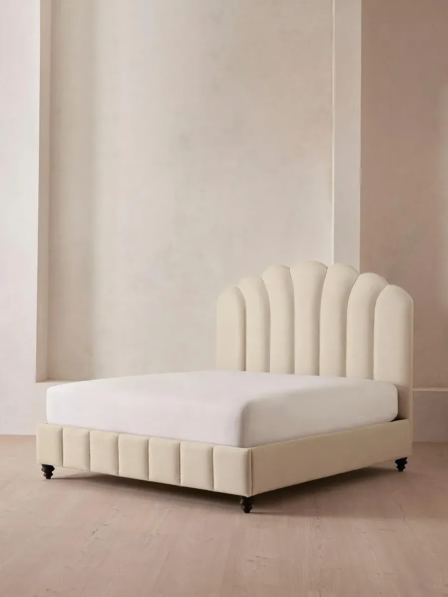 Manette Double Bed Frame with Twisted Cord - Bisque, Linen by Soho Home
