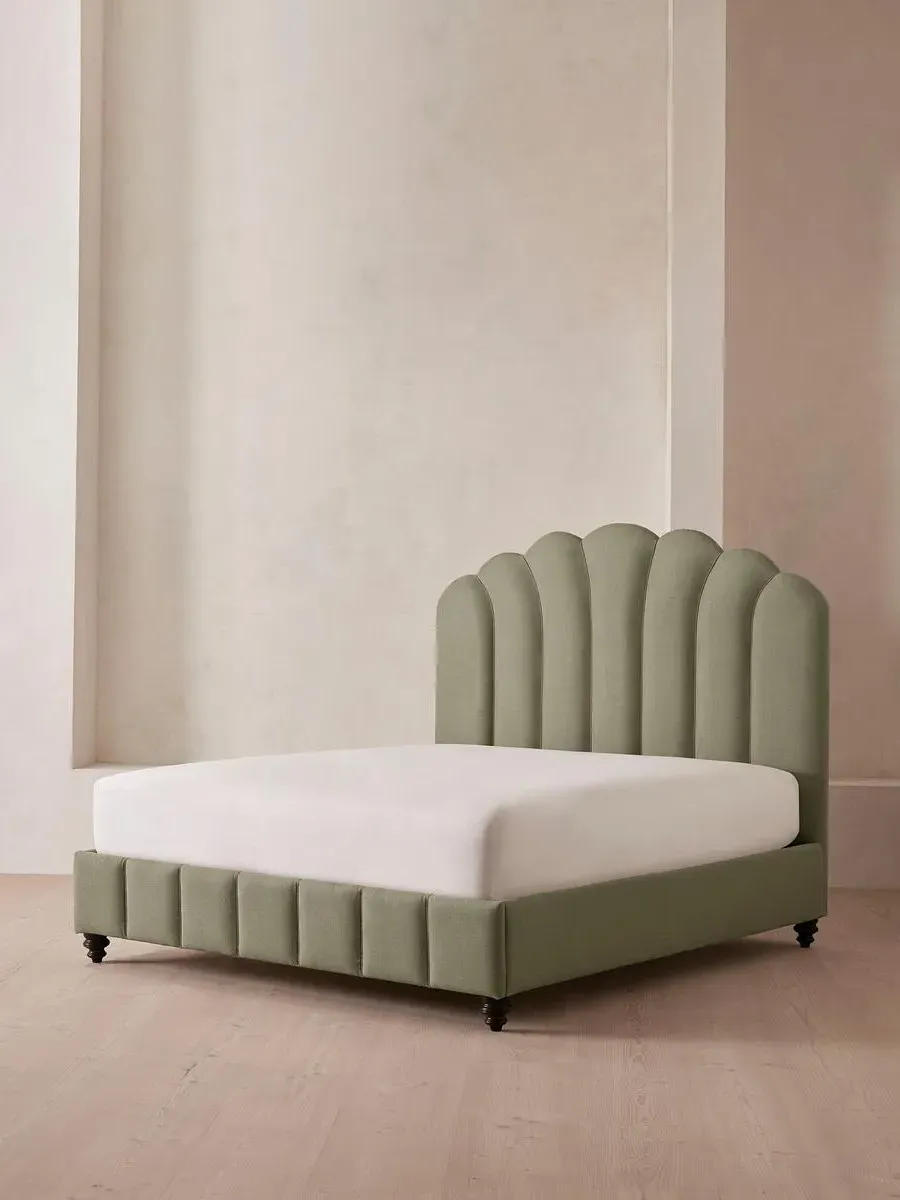 Manette Double Bed Frame with Twisted Cord - Sage, Linen by Soho Home