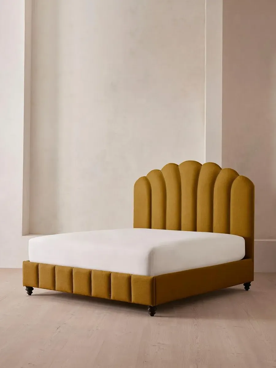 Manette Double Bed Frame with Twisted Cord - Turmeric, Linen by Soho Home