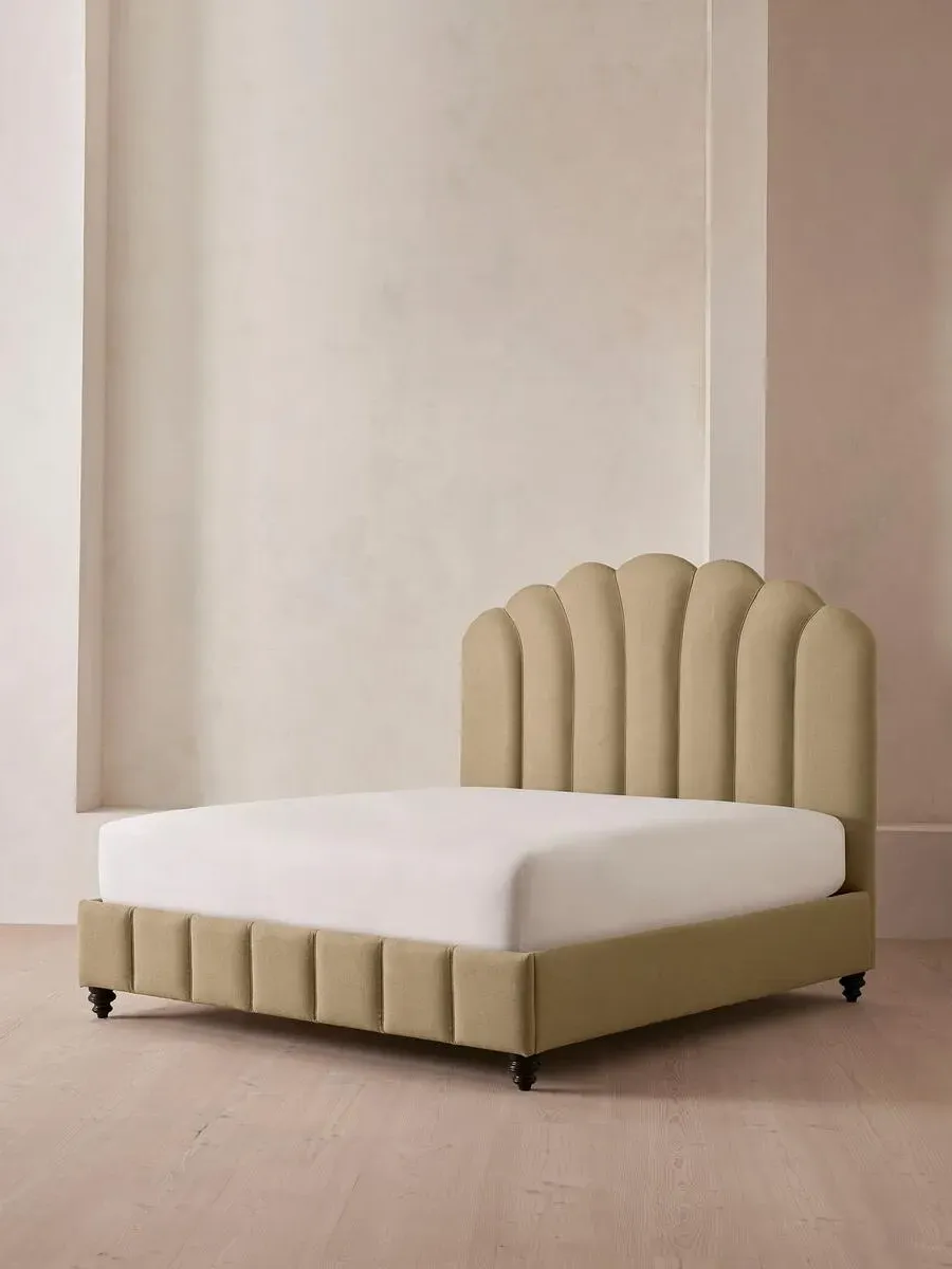 Manette Double Bed Frame with Twisted Cord - Wheat, Linen by Soho Home