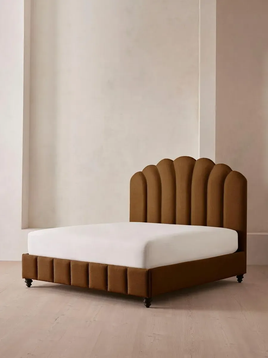 Manette Emperor Bed Frame with Twisted Cord - Terracotta, Linen by Soho Home