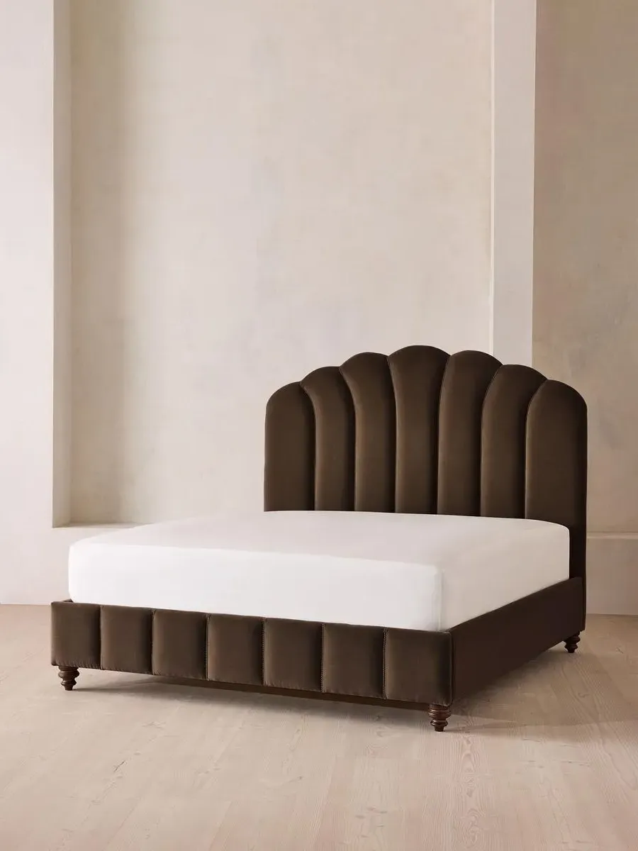 Manette Super King Bed Frame with Twisted Cord - Chocolate, Velvet by Soho Home
