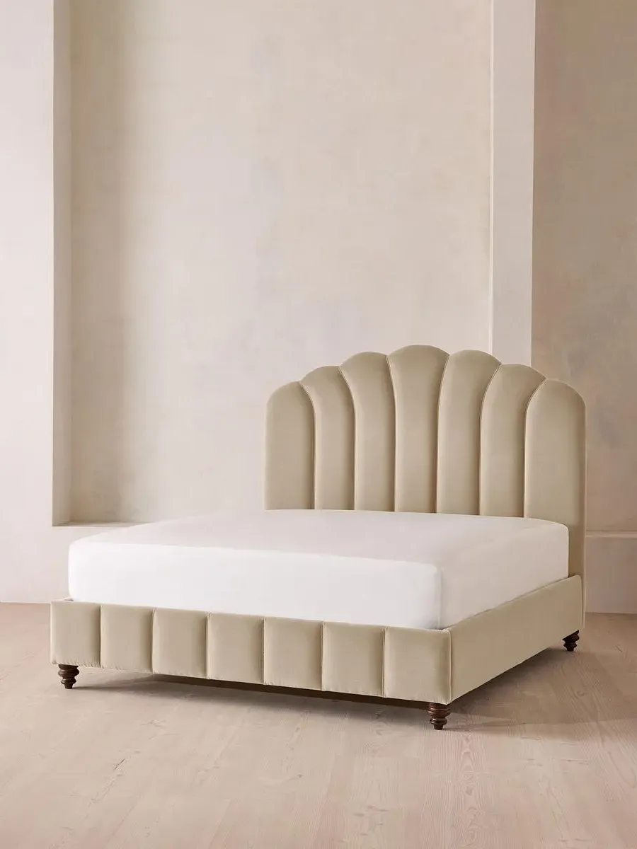 Manette Super King Bed Frame with Twisted Cord - Oyster, Velvet by Soho Home