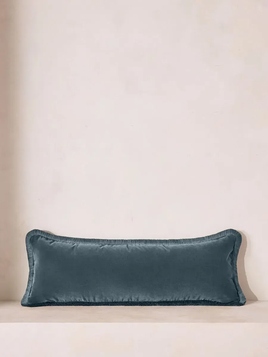 Margeaux Bolster Cushion - Grey Blue, Cotton Velvet product