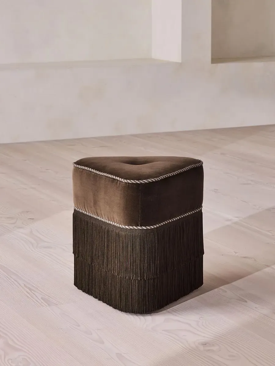 Marta Triangular Footstool - Chocolate, Cotton Velvet product