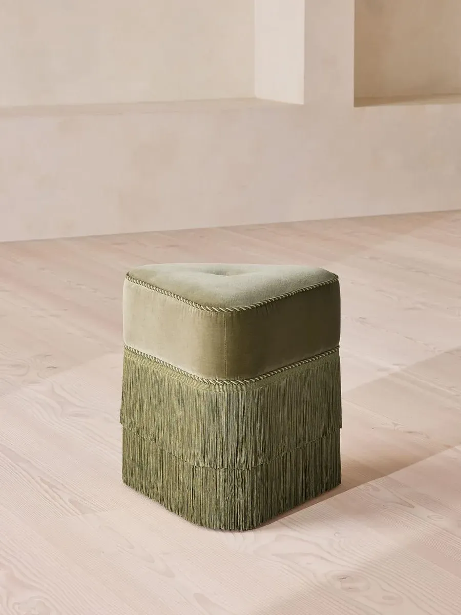 Marta Triangular Footstool - Lichen, Cotton Velvet product
