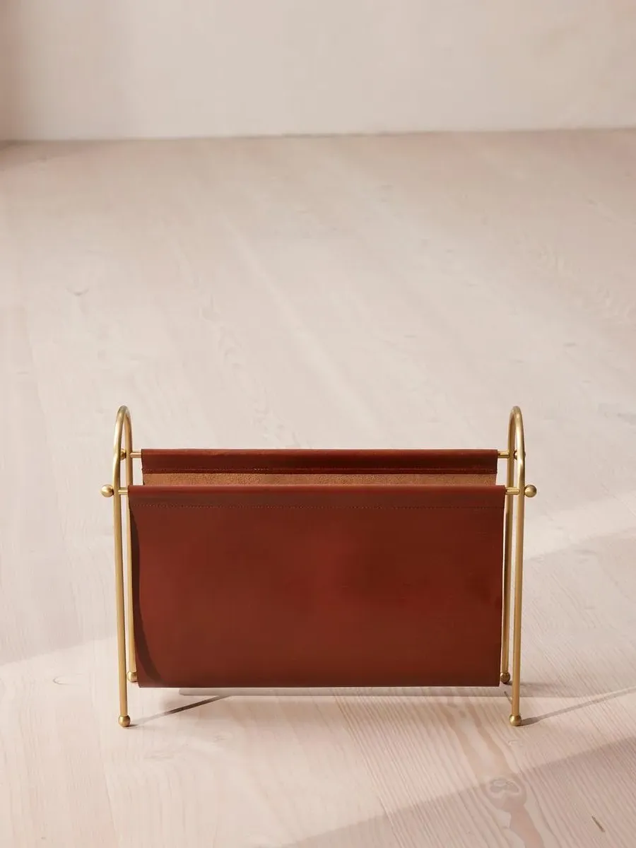 Meard Magazine Rack - Tan, Leather product